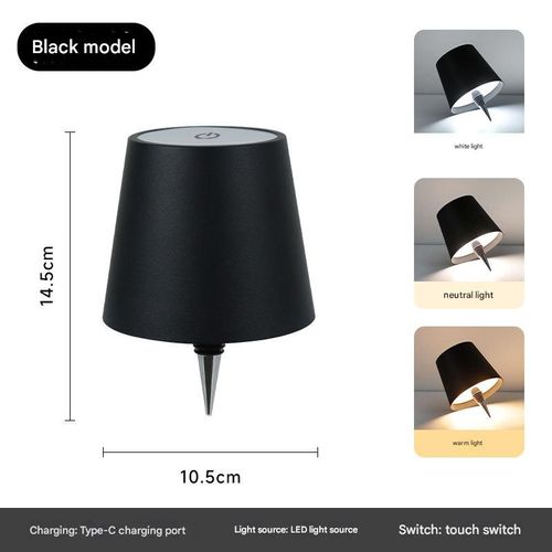 3-Color Adjustable LED Bottle Lamp - Rechargeable Mood Light for Bar | Table, Plug-in Design (Black)