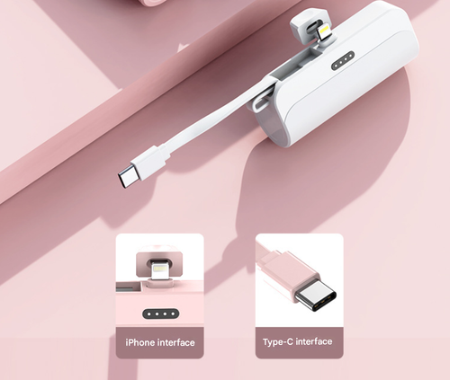 「Glacier White Capsule Pro」- Smart MFi-Certified Power Bank for iPhone w | Auto-Sensing Tech & 10,000mAh Capacity | Built-in Cable & Portable Charging Pod