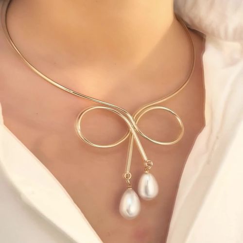 Cross-Border Women's Sweet and Avant-Garde Teardrop Pearl Necklace - High-End Simple Necklace