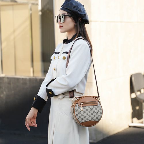 Fashion-Forward Monogram Bucket Bag - Contemporary Ivory & Logo Cylinder Purse, 3-Way Carry Shoulder Bag for Women