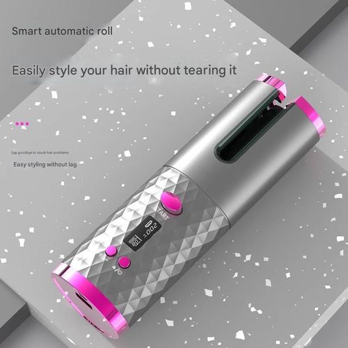 Wireless Auto Curling Iron - Rechargeable USB Cordless Hair Curler | Premium Gray for Effortless, Salon-Quality Curls