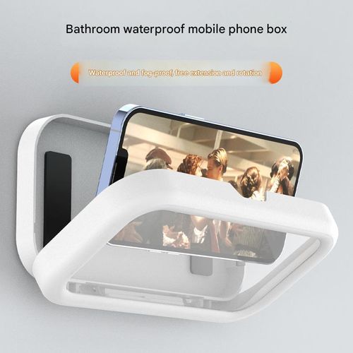 Touchscreen Shower Phone Holder - White 360° Rotating IPX5 Waterproof Case for Kitchen or Bathroom Binge-Watching