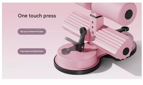 Super Stable Sit-Up Assistant: Suction Cup Base Secures Feet for Ab Workouts (Pink) - Home Gym Essential