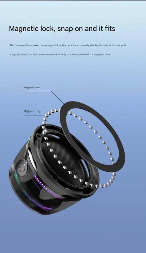 Magnetic Bluetooth Speaker G300 - Portable Wireless Mini Speaker with RGB Mood Light, Bass Boost, Travel, Camping