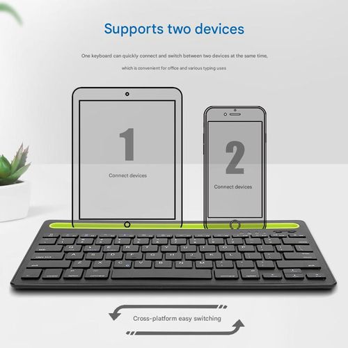 Wireless Bluetooth Keyboard with Groove Stand - for iPad, Android, Phone, PC (Black, Waterproof)