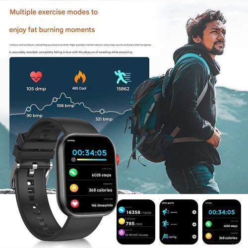 Multi-OS Smart Bracelet - Black Ultra2 w| BT Calling, SpO2 Monitor & AI Fitness Coach | LC88 Chipset