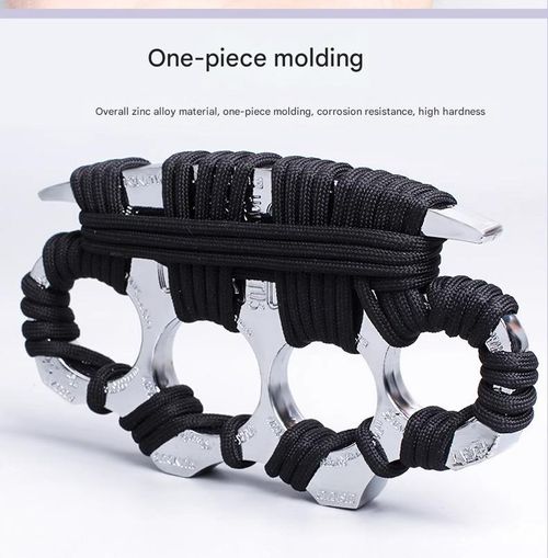 Oversized Thick Silver Rope Wrap Knuckle Dusters - Four-Finger Alloy Gauntlets for Self-Defense | Multi-Purpose Boxing | Martial Arts Gear, Window Breaker, and Self-Defense Tool