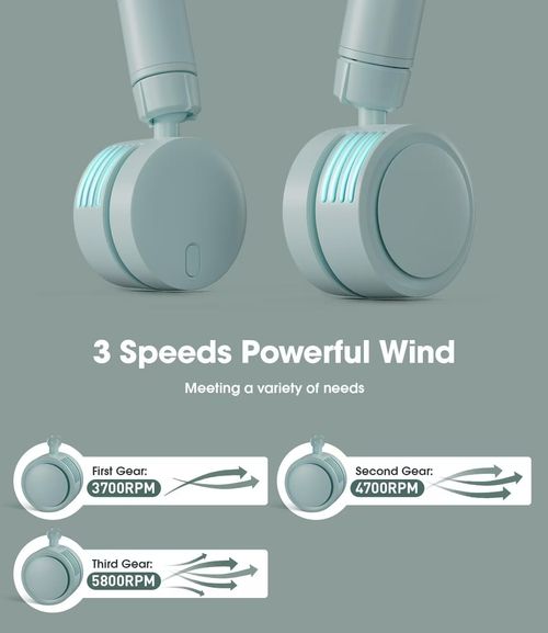 Green Neck-Hanging Fan - Ultra-Portable Mini USB Cooling Fan | Hands-Free, Silent & Bladeless, Perfect for On-the-Go Use