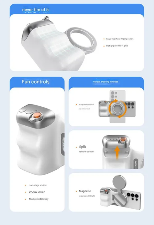 Magnetic camera handle for mobile phone, wireless Bluetooth camera, beauty and anti-shake