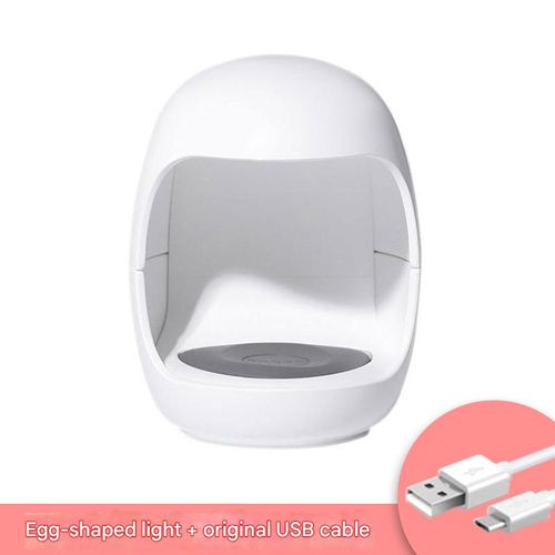 White Mini Nail Lamp - Rose-Inspired Portable Egg-Shaped UV | LED Light | Efficient Quick-Dry Single-Finger Nail Dryer with Cable