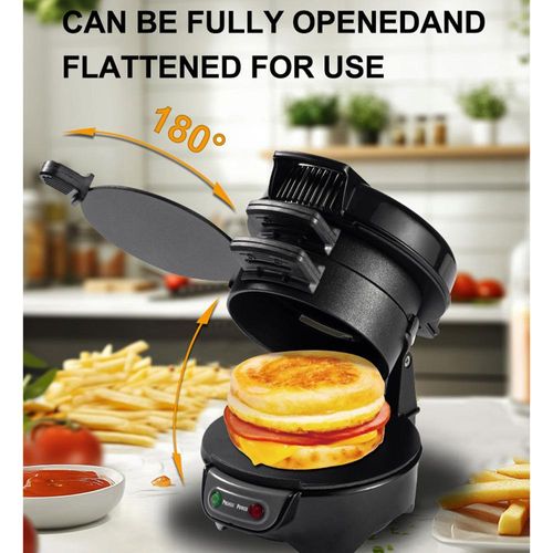 Black Home Sandwich Maker - Efficient 3-in-1 Breakfast Maker for Frying Eggs, Toasting Bread, and Burgers | Compact Electric Griddle for Quick Breakfast | Suitable for Home and Business Use
