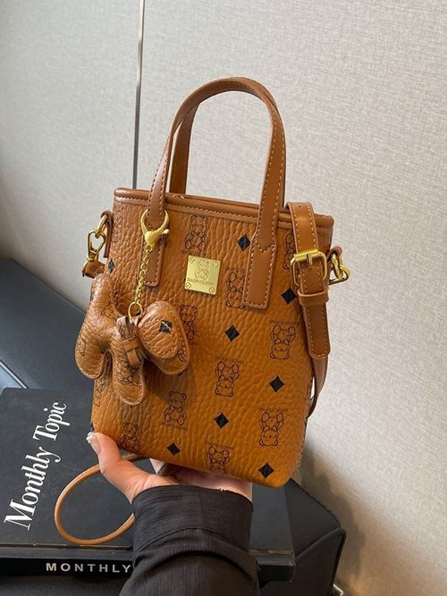2025 New Trendy Brown Phone Bag for Women - Luxe Top-Handle Bucket Bag | Vintage Monogram Crossbody Bag with High-End Vibe