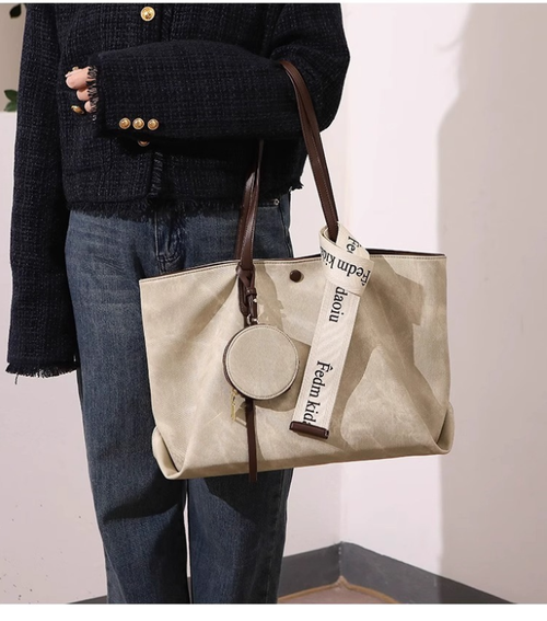 2025 Retro Print Tote Bag - Fashion-Forward Work & Commute Essential, Spacious Designer Handbag with Vintage Flair