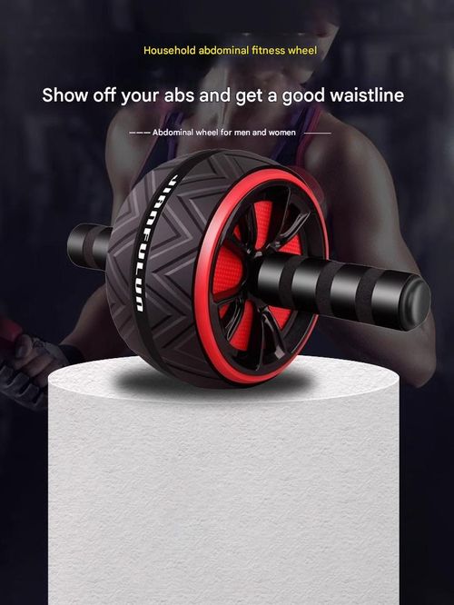 Heavy-Duty Black & Red Ab Wheel Roller - Durable Non-Slip Abdominal Workout Equipment for Home & Gym