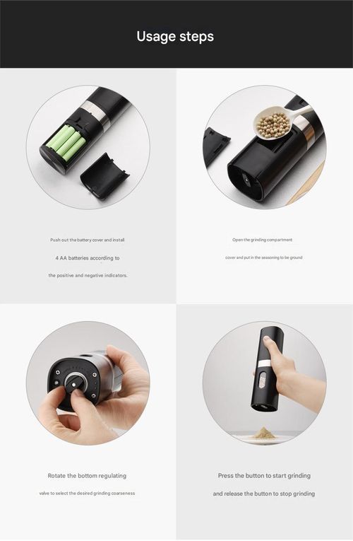 Electric Pepper & Salt Grinder Mill - One-Touch Automatic Grinding with Adjustable Coarseness | Rechargeable for Fresh Peppercorns, Salt & Spices