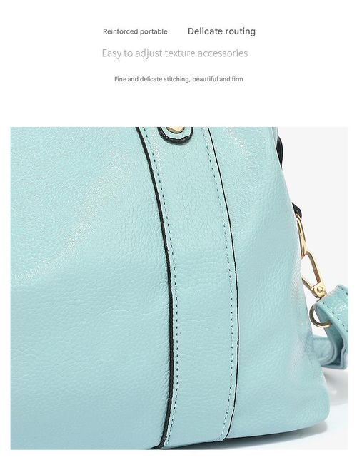 2025 New Blue PU Leather Women's Boston Bag - Trendy and Versatile | Pillow-Shaped Tote, Can Be Used as a Shoulder Bag or Crossbody Bag