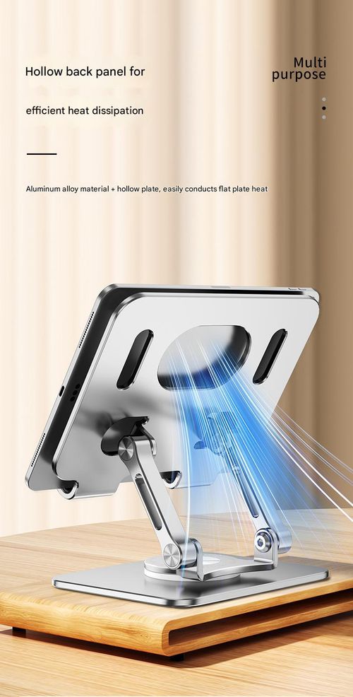 360° Rotating Aluminum Stand - Multi-Angle Foldable Holder for Phone | Tablet | Laptop, Space-Saving Desk Mount (Matte Black)