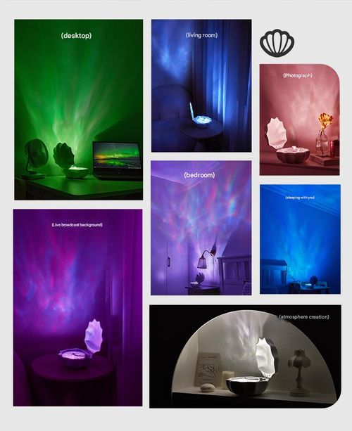 Wireless Bluetooth Speaker with Ambient Light - Arctic Shell Design Bass Booster | Portable Mood Projector & Night Light Gift for Men and Women