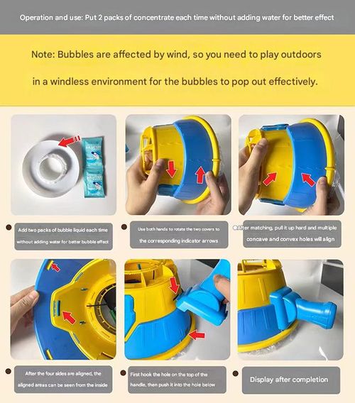 「Tornado Blast Bubble Machine」- Unbreakable Gatling-Style Toy w| 100+ Holes & 12 Refill Tanks