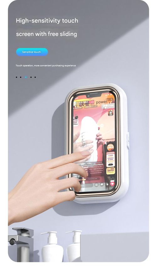 Touchscreen Shower Phone Holder - White 360° Rotating IPX5 Waterproof Case for Kitchen or Bathroom Binge-Watching