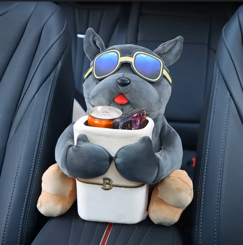 2-in-1 Car Tissue Box & Trash Bin – Cute Armrest Organizer for Women (Creative Car Decor)