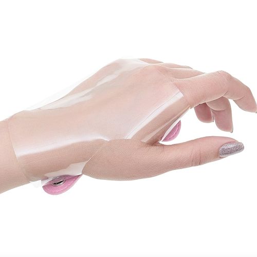 Pink Cosmetic Palette Gloves - Adjustable Portable Leather Gloves with PVC Swatch Plate | Makeup Artist Essential for Stain Protection
