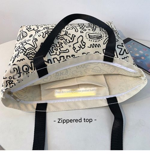 Spacious Korean-Style Canvas Tote - Roomy Shoulder Bag for College Girls | Unique Chic Book Bag w | Large Capacity