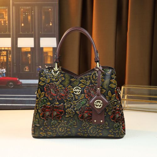 2025 Retro Luxe Tote: Vintage-Embossed PU Leather Mommy Bag - Structured Carryall with Gold Hardware