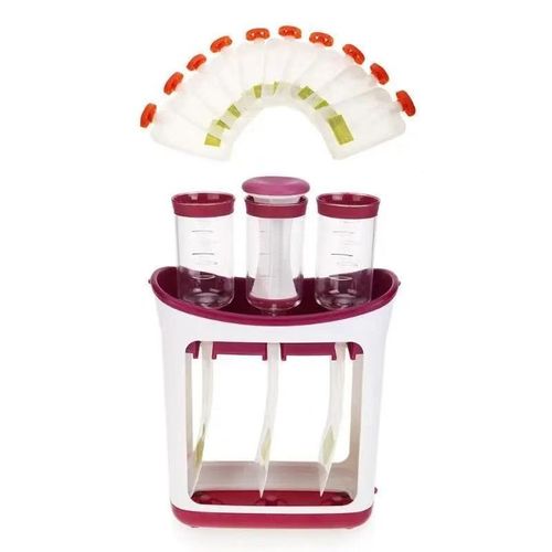 2025 New Kids Fruit Puree Squeezer - Portable Home Kitchen Food Dispenser for Babies and Adults | Manual Food Storage Bag Filler with 10 Reusable Bags