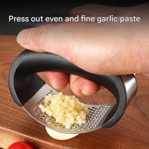 Portable Stainless Steel Ring Garlic Press - Effortless Handheld Crusher for Minced Garlic, Compact Kitchen & Travel Tool