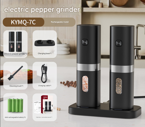 Electric Pepper & Salt Grinder Mill - One-Touch Automatic Grinding with Adjustable Coarseness | Rechargeable for Fresh Peppercorns, Salt & Spices