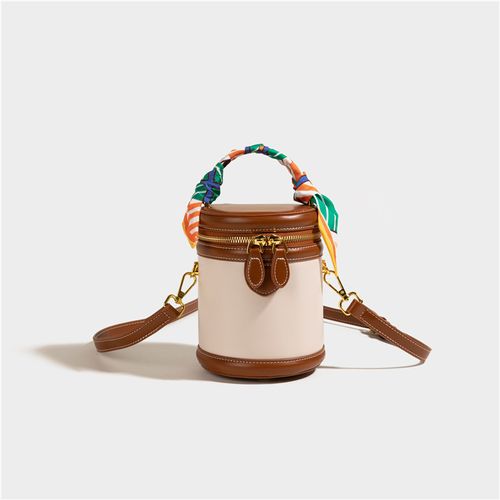 Amber Barrel Satchel 2025: Bucket Bag - Silk Twill Trim (Crossbody and Handbag)