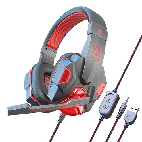 Wired Pro Gaming Headset - Zero Lag Laptop | Comfort-Fit Over-Ear Design in Black & Red for Esports