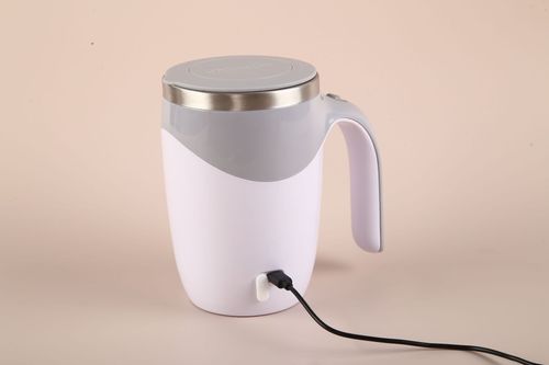 380ml White Stainless Steel Automatic Stirring Coffee Mug - USB Rechargeable Electric Mug with One-Touch Stirring | Luxury High-End Self-Stirring Mug