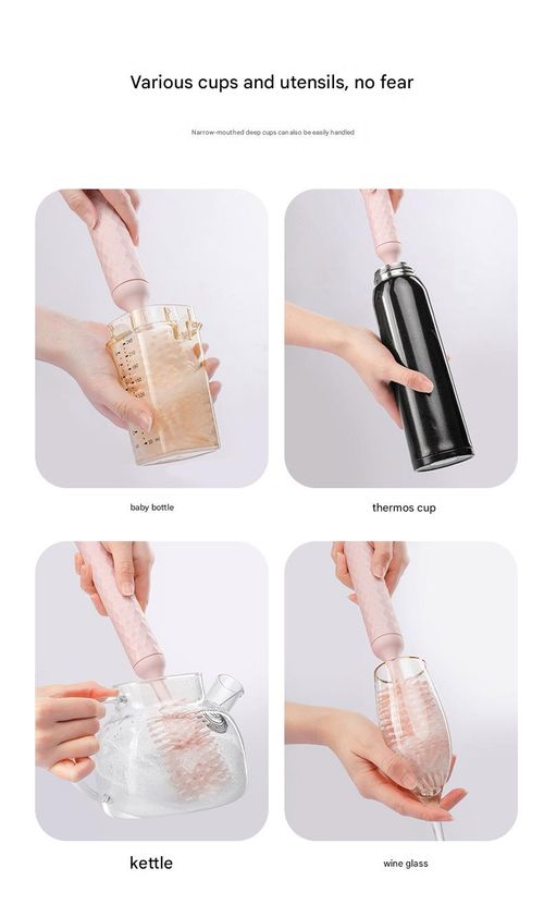 AutoSpin Pro Bottle Brush - Motorized 360° Rotating Head w| FDA Silicone Bristles | Deep-Clean Nipples & Bottles (Blush Pink)