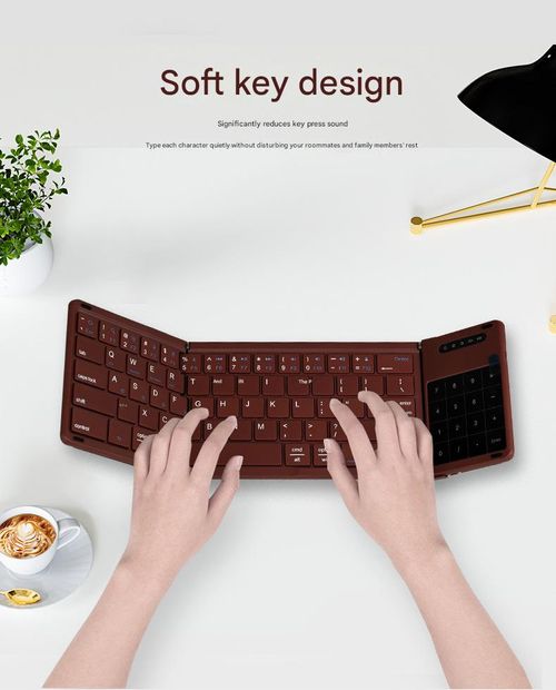 New B077T Wireless Mini Foldable Bluetooth Keyboard with Touchpad - Ultra-Thin & Portable for Business Office | Classic Red, Compatible with Multiple Devices