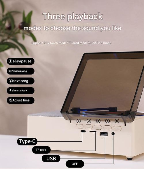Beige New Creative CD Turntable Bluetooth Speaker - Wireless, Portable, Rechargeable | Multifunctional Bluetooth Audio Player for Indoor and Outdoor Use