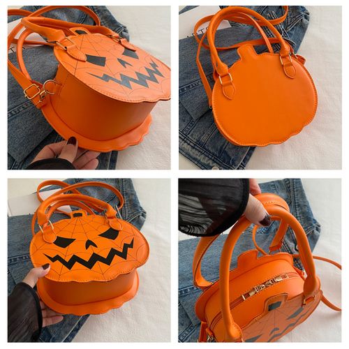 2025 New Halloween Pumpkin Bag - Creative Fashion Contrast Color Mini Round Shoulder Bag for Women | Quirky Cute Design, Stylish Minimalist Single-Shoulder Purse