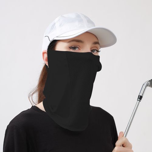 Cool Silk UV Protection Face Mask in Black - Breathable Sun Protection Neck Protector for Cycling, Golfing | UPF 50+ Unisex Outdoor Gear