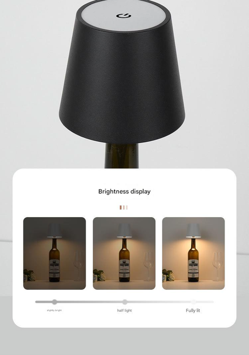 3-Color Adjustable LED Bottle Lamp - Rechargeable Mood Light for Bar | Table, Plug-in Design (Black)