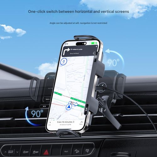 Magnetic Car Phone Mount for Huawei & Samsung Foldable Phones - Dedicated Rotating Navigation Holder with Wireless Charging