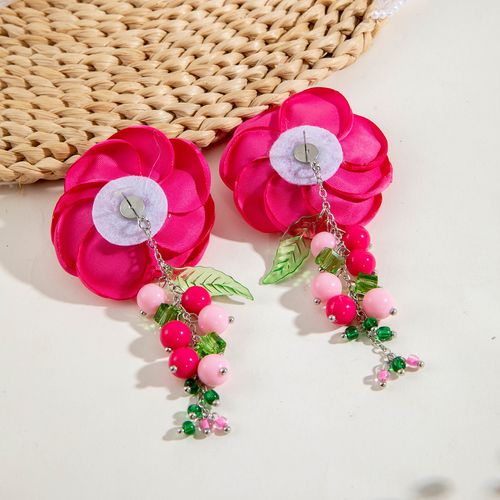 French Romantic Earrings - Elegant 3D Large Floral Tassel Pendants | Versatile Fashion Jewelry for Timeless Style
