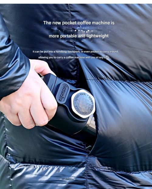 Black Portable Hand Press Espresso Machine - Compact and Portable, Compatible with Capsule Coffee | Manual Coffee Machine for Home, Travel and Outdoors