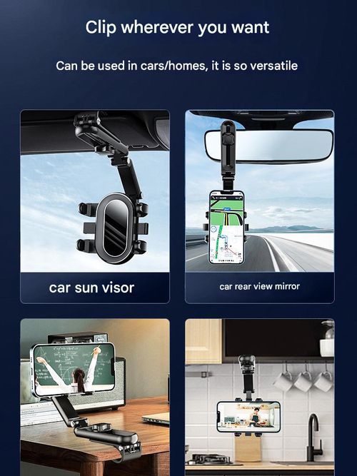 New Black and Green Sun Visor Phone Holder - 360° Fully Adjustable and Rotatable | Multifunctional Car Holder for Navigation, Photography, and General Device Mounting