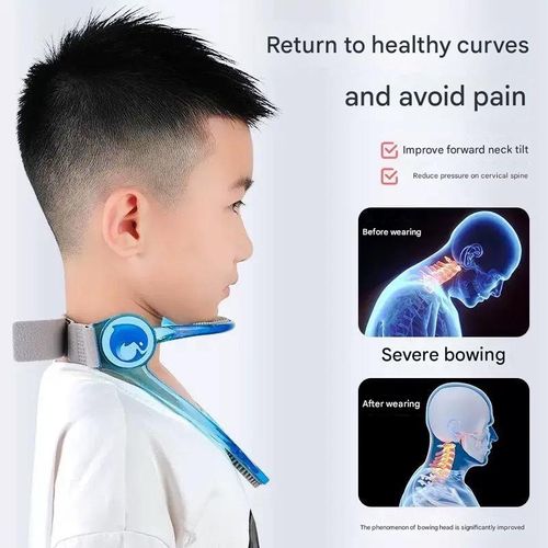 Posture Corrector Neck Brace - Adjustable Forward-Head Prevention + Foldable Design for Portability