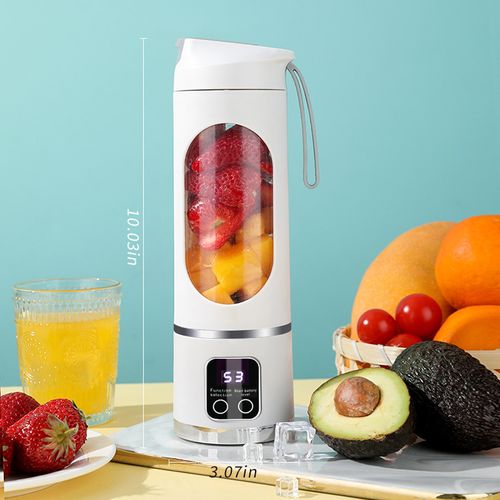 White Portable Juicer - Mini Blender for Making Smoothies Anytime, Anywhere, 500ml Personal Size, with Wireless Charging