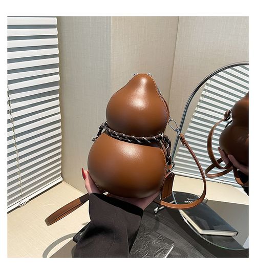 2025 Spring New Arrival Brown Gourd-Shaped Women's Bag - Creative Fashion Statement Bag | High-End Textured Shoulder & Crossbody Bag