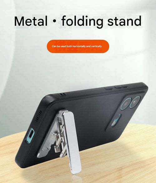 Single-Pack Silver Adhesive Phone Stand - Ultra-Thin Foldable & Portable Metal Holder | Invisible Back-Mounted Support for Phone Cases & Desktops