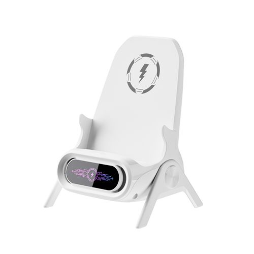 Smart Wireless Charging Phone Stand - White 2025 Mini Chair Design | Hands-Free Qi Charger for Effortless Viewing & Desk Organizer