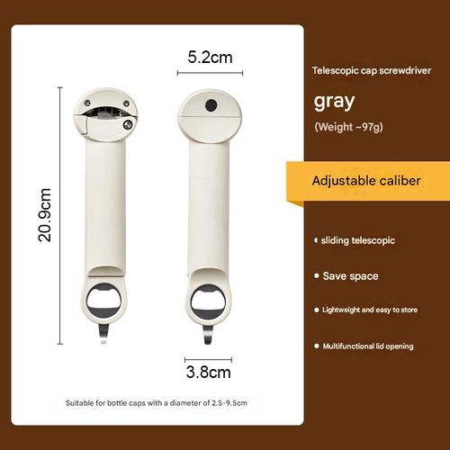 Gray-White Multi-Functional Opener - Magnetic Can Opener & Bottle Opener | All-in-One Tool for Opening Cans, Lids, Bottles & Twist-Off Caps